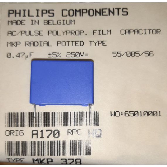 Condensatore Polipropilene 0,47 uF 250Vac - confezione 5 pezzi Condensatore Polipropilene 0,47 uF 250Vac - confezione 5 pezzi